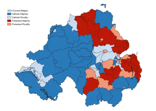 Religious plurality or majority based on "religion belong to"[77]