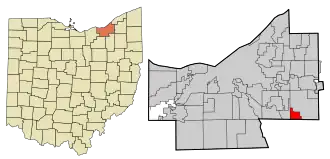 Location in Cuyahoga County and the state of Ohio.