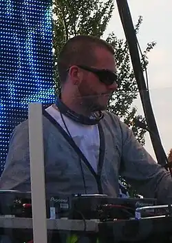 Fergie performing a DJ set at Radio 1's Big Weekend in 2007.