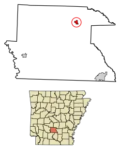 Location of Carthage in Dallas County, Arkansas.