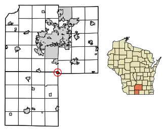Location of Brooklyn in Dane and Green Counties, Wisconsin.