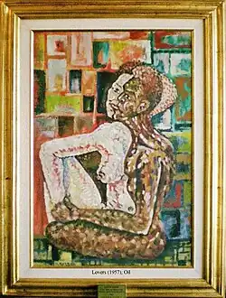 1957, "Lovers, Black and White in Unity" oil on canvas (60&nbsp;cm. x 46&nbsp;cm.) by Dariush Borbor, presented to Nelson Mandela in 2007 by the artist on the 50th anniversary of the painting