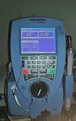 Interface of an aquapheresis machine