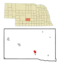 Location of Lexington within Nebraska and Dawson County