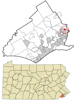 Location of East Lansdowne in Delaware County, Pennsylvania