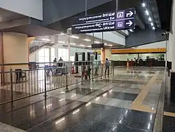 Interior shots of this metro station having the ticket counter at the back end