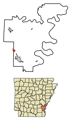 Location of Reed in Desha County, Arkansas.