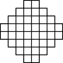 An Aztec diamond of order 4, which has 1024 domino tilings