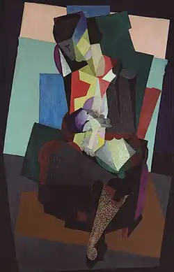 Maternidad, Angelina y el niño Diego (Motherhood, Angelina and the Child Diego), c. August 1916, oil on canvas, 134.5 × 88.5&nbsp;cm, Museo de Arte Carrillo Gil. This work forms part of Rivera's Crystal Cubist period