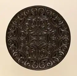 Pan (Dish) with Sword-Pommel Pattern, Yuan. Brown with red layers