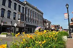 Downtown Leavenworth, Kansas along Delaware Street facing south.