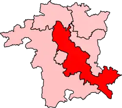 Map showing the location of the Droitwich and Evesham constituency in Worcestershire under the boundaries created by the 2023 boundary review and first used at the 2024 general election.