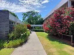 This is an image of a pathway between buildings on the Mount Lawley campus.