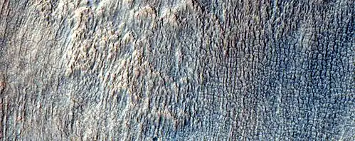 Close, color view of polygons, as seen by HiRISE under HiWish program. Polygons are common in ice-rich ground.