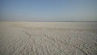 Salt flat at Lake Karum