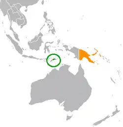 Map indicating locations of Timor-Leste and Papua New Guinea