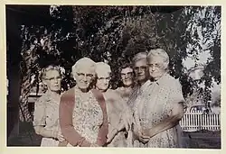Edith (far right) with family (Ethel, Olive, Norma) and friends