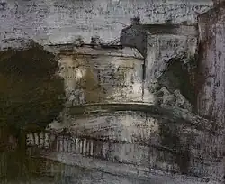 Griboedov channel at night. 2019. Paper, acrylic paint, pastel