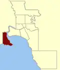 Location within Greater Melbourne area, 1859