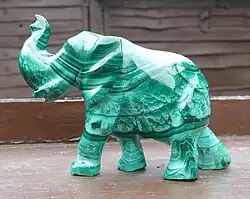 Elephant carved from malachite. Length 11&nbsp;cm.