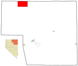 Location of Owyhee, Nevada
