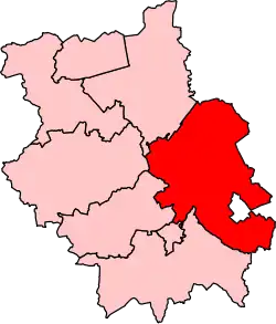 Map showing the location of the Ely and East Cambridgeshire constituency in Cambridgeshire, under the boundaries created by the 2023 boundary review and first used at the 2024 UK general election.