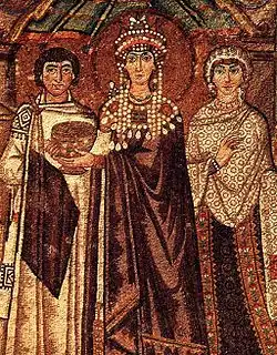 The Empress Theodora, the wife of the Emperor Justinian, dressed in Tyrian purple (6th&nbsp;century)