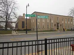 Modern post office building with older architectural elements