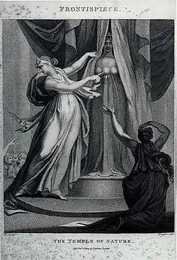 Image 5The frontispiece to Erasmus Darwin's evolution-themed poem The Temple of Nature shows a goddess pulling back the veil from nature (in the person of Artemis). Allegory and metaphor have often played an important role in the history of biology. (from History of biology)