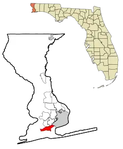 Location in Escambia County and the state of Florida