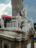 Sculpture of Morelos at the Angel of Independence in Mexico City, where his remains are entombed in the mausoleum at its base.