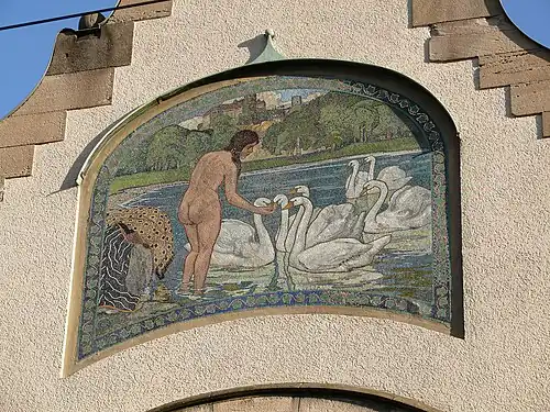 Mosaics designed by Oskar Graf for Merkel’sches Schwimmbad&nbsp;[de] in Esslingen am Neckar, Germany (1905–1907)