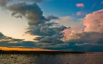 Clouds over the reserve. Annual rainfall averages 1,700&nbsp;mm (67&nbsp;in)