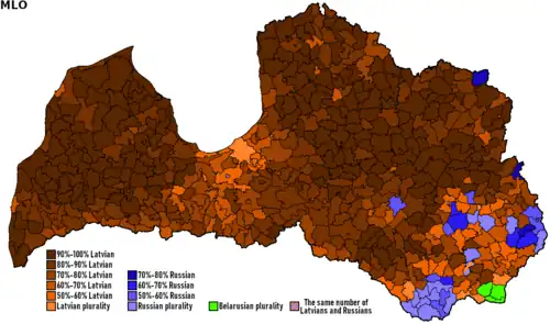 Ethnic composition of Latvia by parishes in 2024