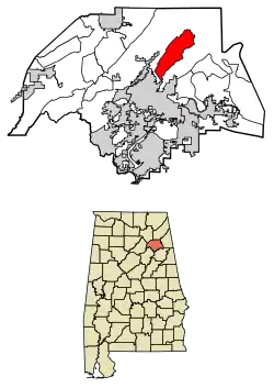 Location of Lookout Mountain in Etowah County, Alabama.
