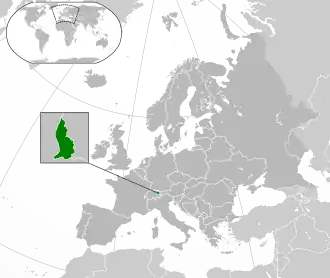 Location of&nbsp;Liechtenstein&nbsp;(green) in Europe&nbsp;(agate grey)&nbsp; –&nbsp; [Legend]