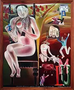 Fuck That Bitch, and it wasn't long before the whole story reached the ears of the hotel manager, 1970–1972, oil, 130x105 cm