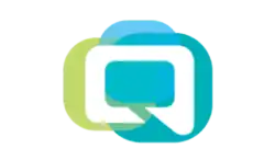 A stylized letter Q surrounded with blue, green and teal shapes