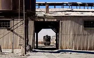 View through the roundhouse at Baquedano, Chile