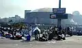 Local residents gathering outside of the Superdome on September 2, 2005.