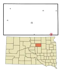 Location in Faulk County and the state of South Dakota