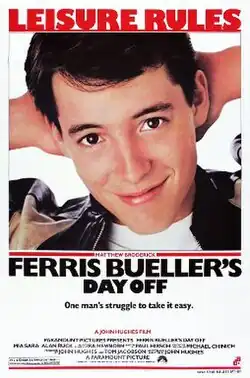 The poster shows a young man smiling with his hands behind his head with the tagline "Leisure Rules" being on the top of the poster. The film's title, the rating and production credits appear at the bottom of the poster.