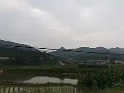 Fields and mountains in Shanshan Town.