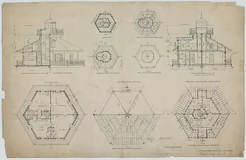 First-story plan, second story and roof rafters plan