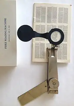 Fiske Reading Machine with miniaturized text.