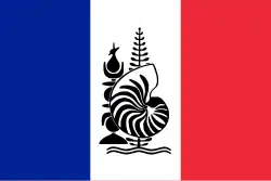 Flag of New Caledonia , — Le Tricoleur français defaced with the emblem of New Caledonia ,