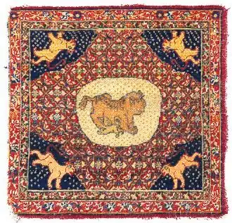 Foo dog mat, Xinjiang, 18th century