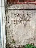 Closeup of "Ford Hall", engraved on the rear of the building
