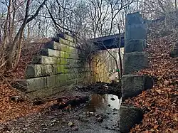 A narrow underpass under a railway line