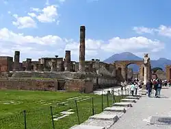 Image 78The Forum of Pompeii with Vesuvius in the distance (from Culture of Italy)